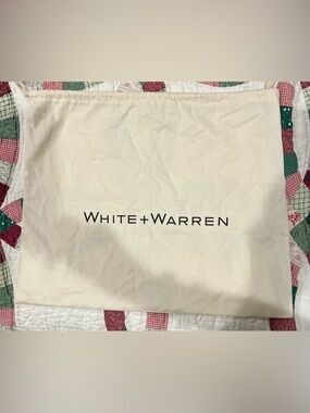 White + Warren Dust Bag Storage Pouch Ivory Black 18” X 14.5 Drawstring Cotton